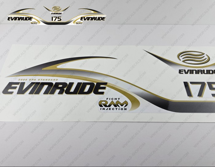 Evinrude 175HP Ficht RAM Injection 2001 White Cowl Outboard Decal Kit